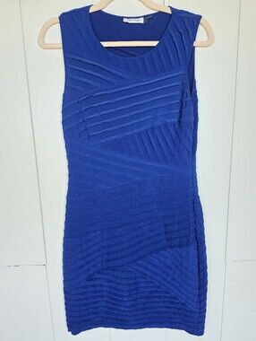 Calvin Klein Blue Sleeveless Textured Dress Size 6